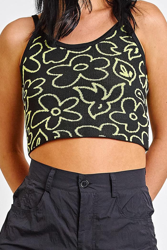 Daisy Street Daisy Street Knitted Cami Top In Scribble Floral