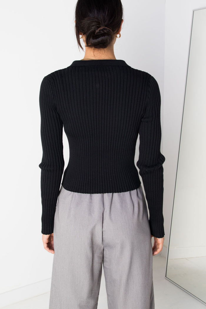 Daisy Street Daisy Street Knitted Collared Cardigan With Zip Detail