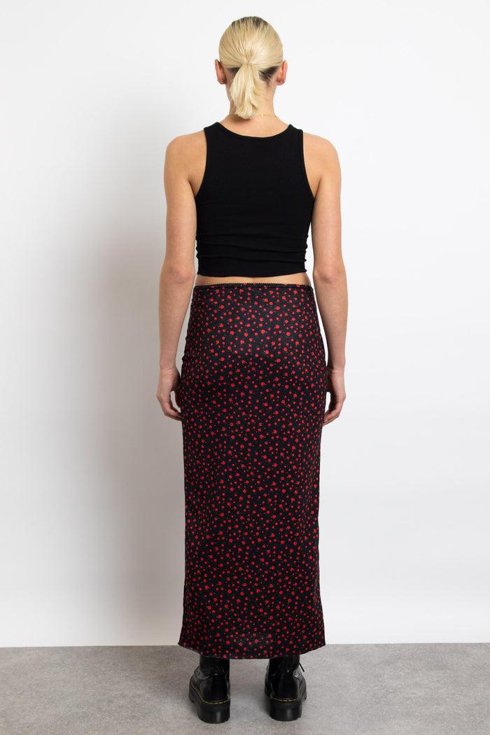 Daisy Street Daisy Street Knitted Midi Skirt In Ditsy Red Floral