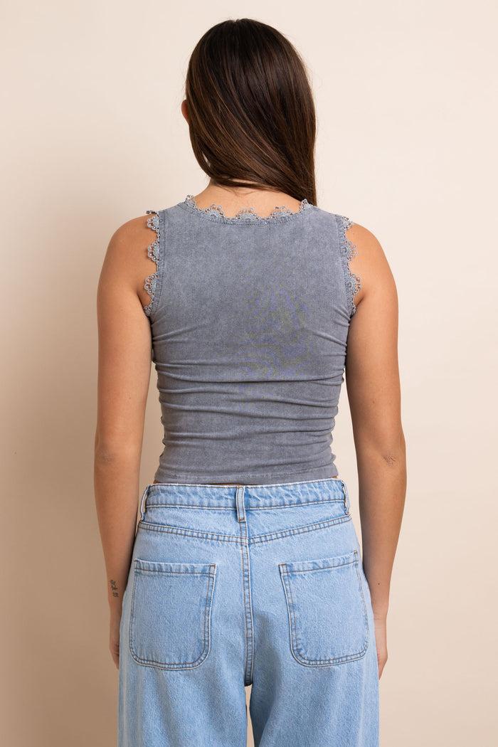 Daisy Street Daisy Street Lace Trim V-Neck Vest Top