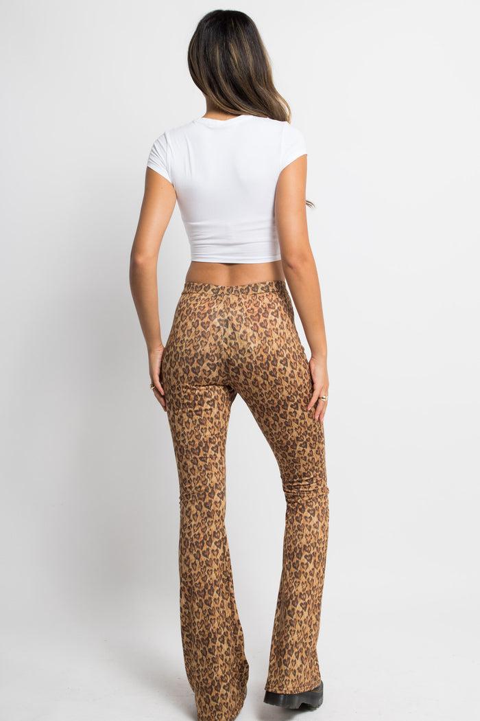 Daisy Street Daisy Street Leopard Heart Print Flared Trousers