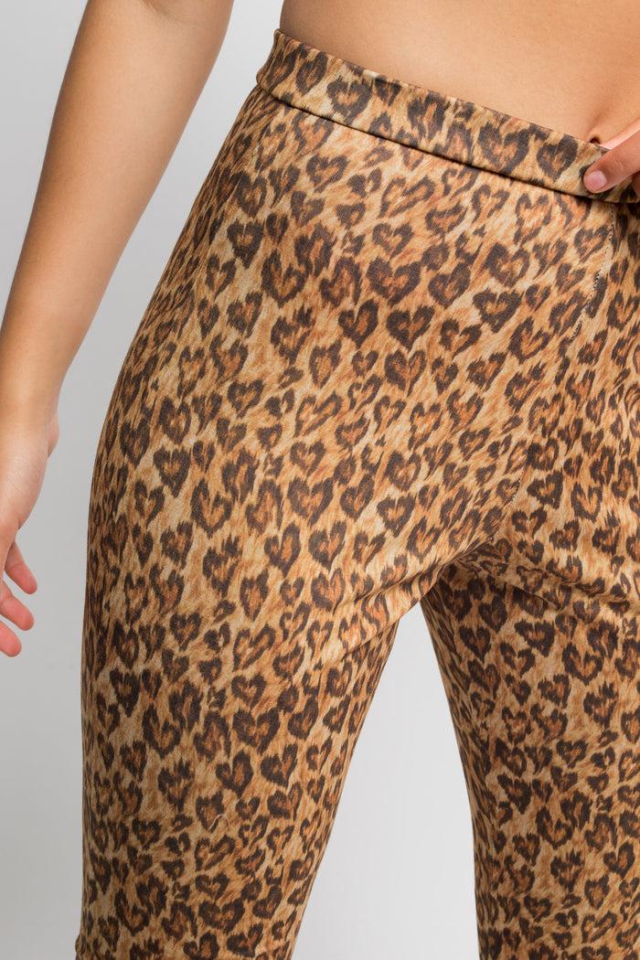 Daisy Street Daisy Street Leopard Heart Print Flared Trousers