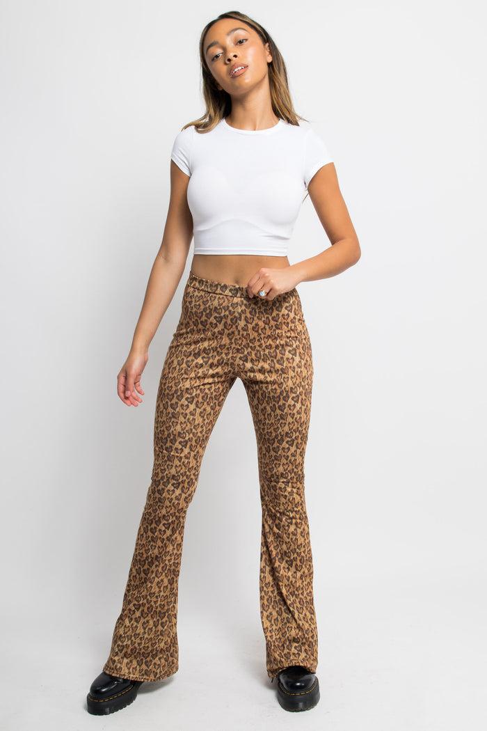 Daisy Street Daisy Street Leopard Heart Print Flared Trousers