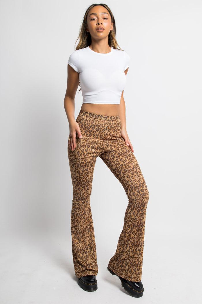 daisy street Daisy Street Leopard Heart Print Flared Trousers