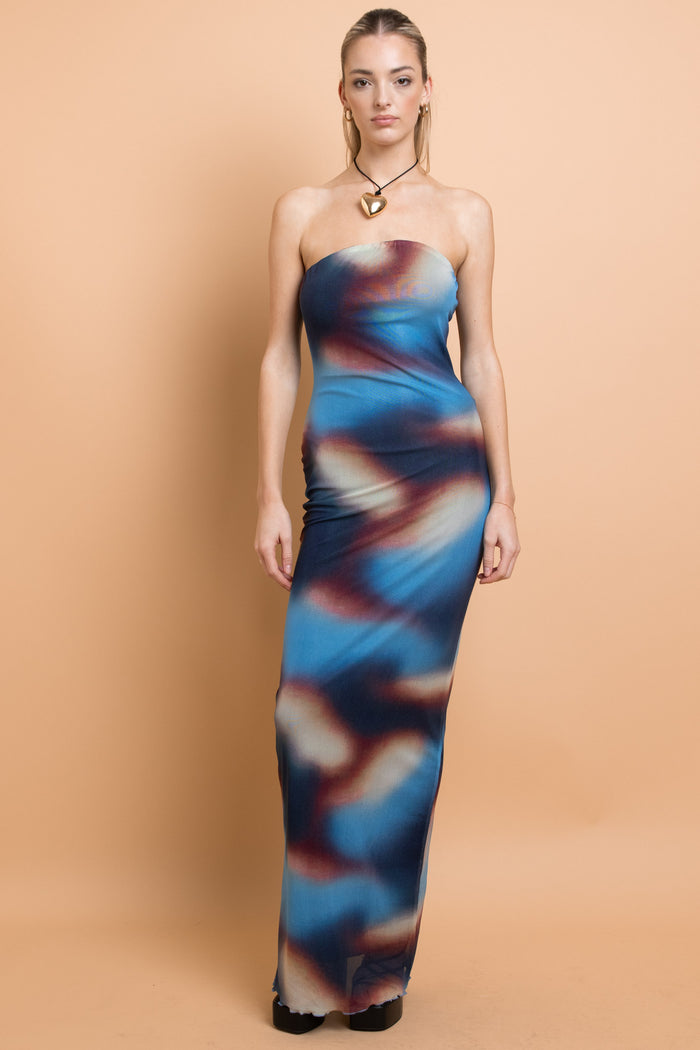 Daisy Street Daisy Street Mesh Strapless Maxi Dress