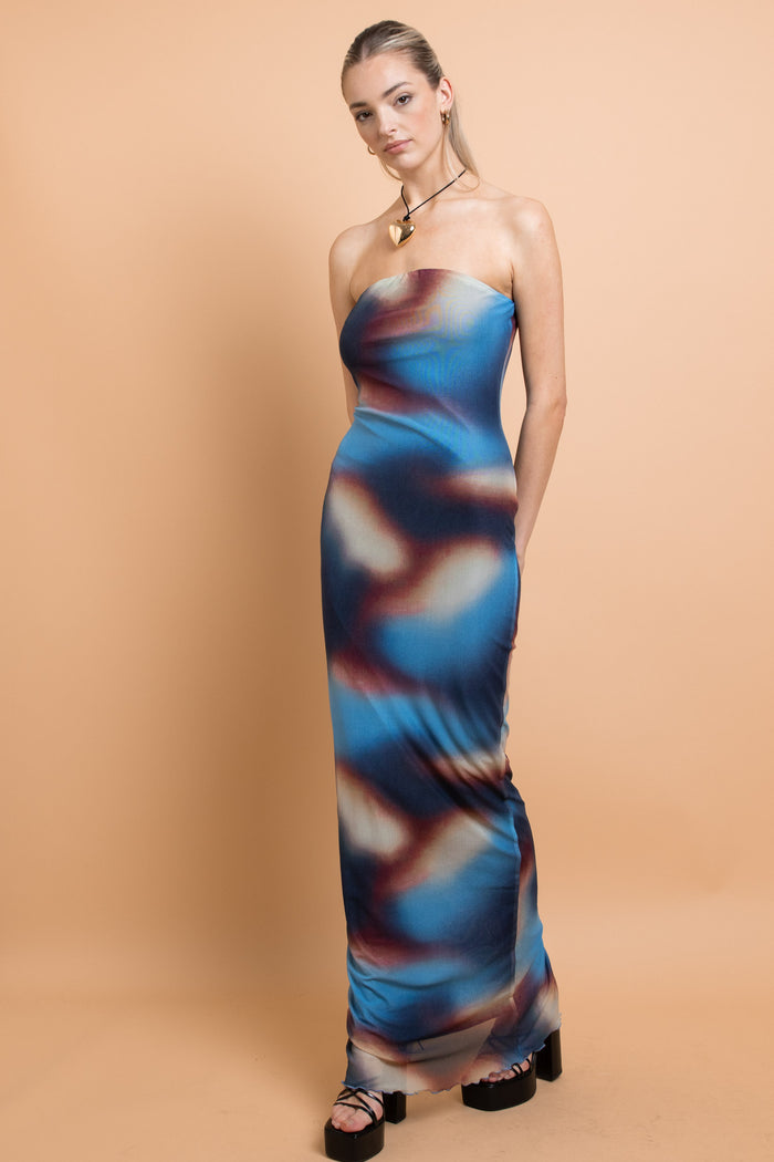 daisy street Daisy Street Mesh Strapless Maxi Dress