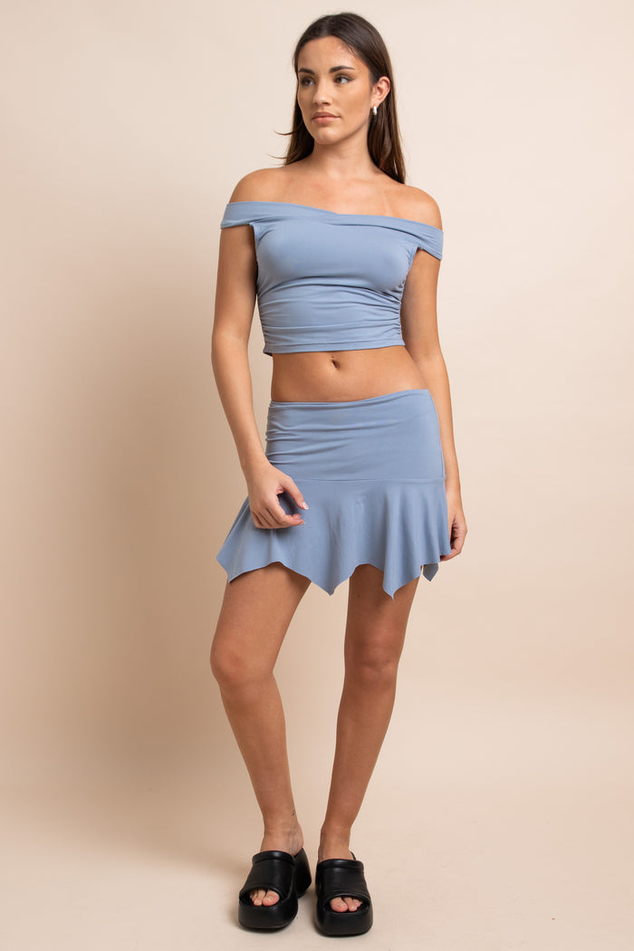 daisy street Daisy Street Mid Rise Slinky Hanky Hem Skirt