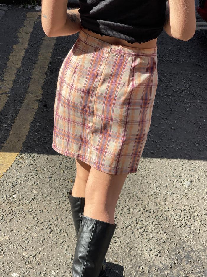 Daisy Street Daisy Street Mini Skirt In Orange And Pink Check