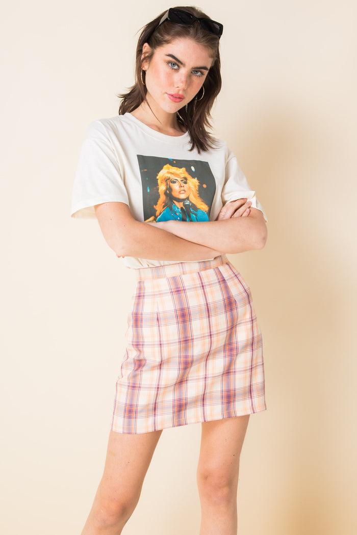 Daisy Street Daisy Street Mini Skirt In Orange And Pink Check