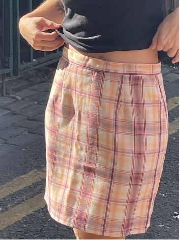 daisy street Daisy Street Mini Skirt in Orange and Pink Check