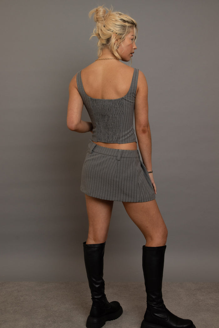 Daisy Street Daisy Street Mini Stripe Pleated Skirt