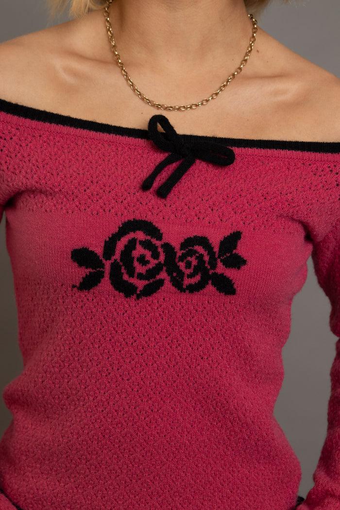 Daisy Street Daisy Street Off The Shoulder Pointelle Knit Top