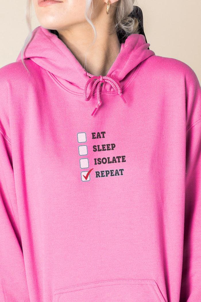 Daisy Street Daisy Street Oversized Hoodie With Eat Sleep Isolate Repeat Print