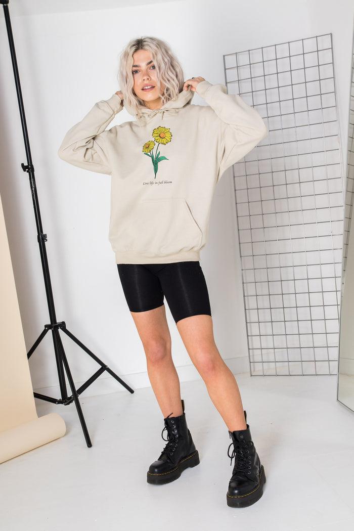 Daisy Street Daisy Street Oversized Hoodie With Live Life In Full Bloom Print
