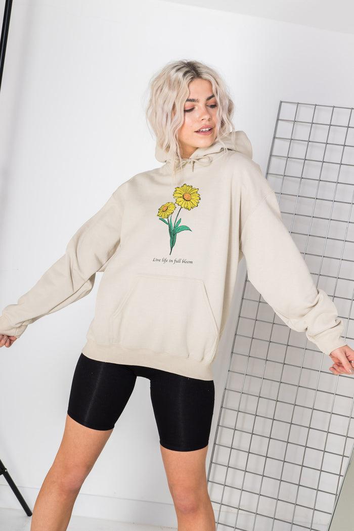 daisy street Daisy Street Oversized Hoodie with Live Life in full Bloom Print