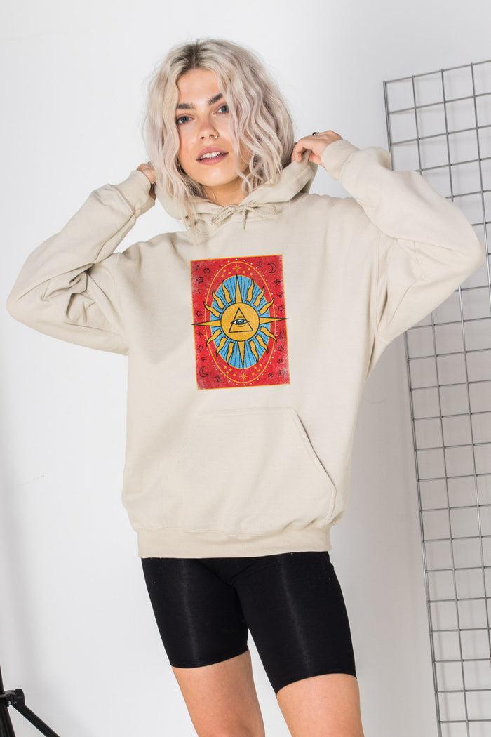 daisy street Daisy Street Oversized Hoodie with Tarot Print