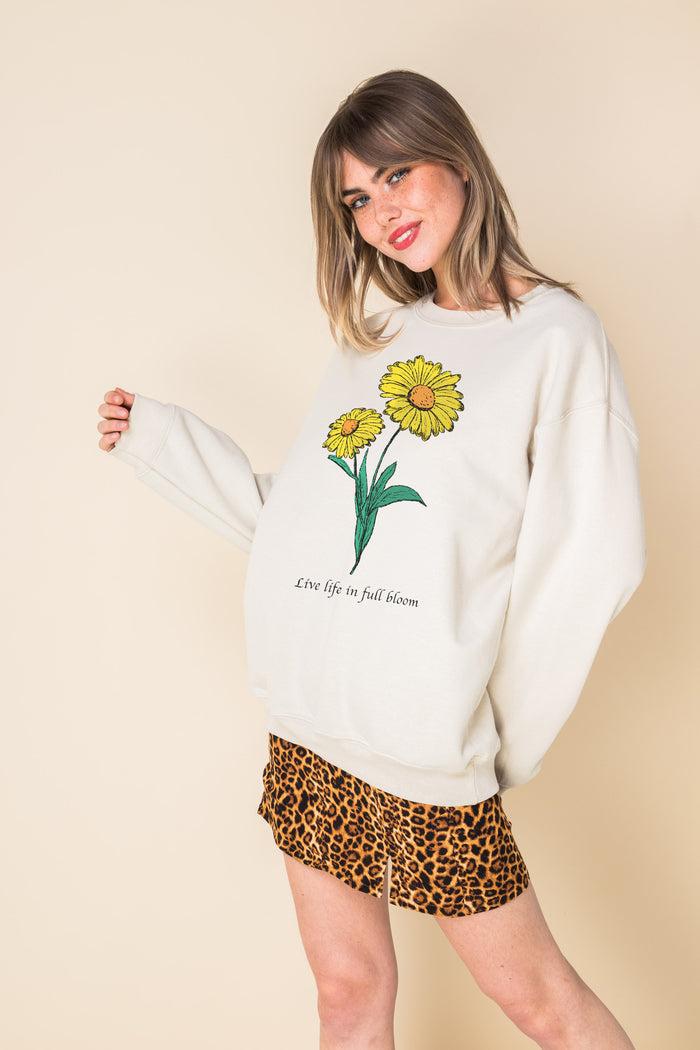 daisy street Daisy Street Oversized Sweat with Live Life in Full Bloom Print