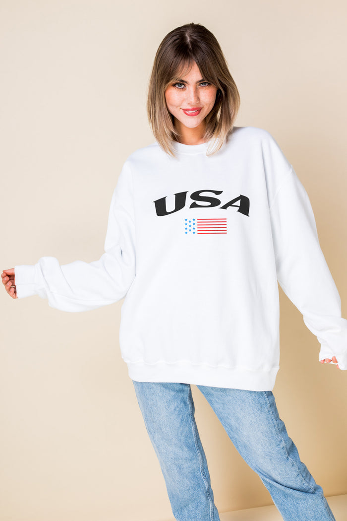 daisy street Daisy Street Oversized Sweat with USA Print