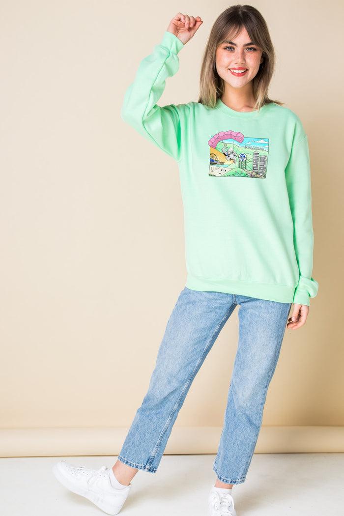 daisy street Daisy Street Oversized Sweatshirt with Hollywood Print