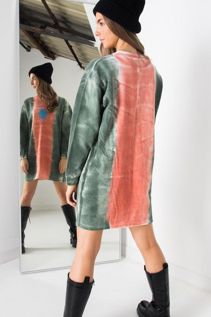 Daisy Street Daisy Street Oversized T-Shirt Dress With Le Soleil Print In Tie-Dye