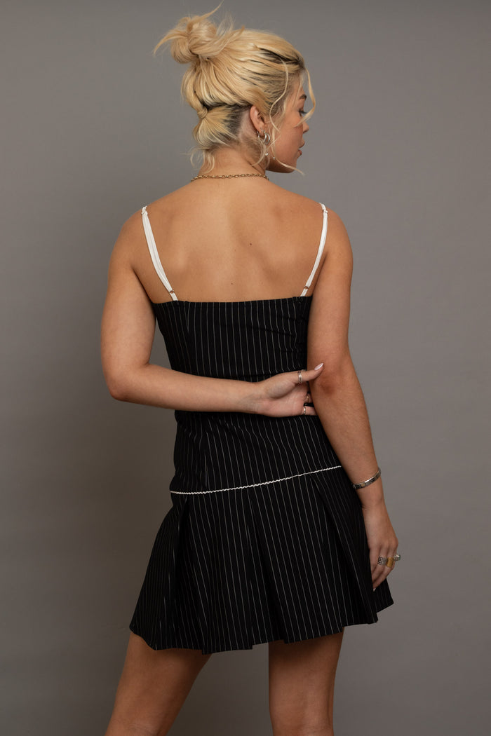 Daisy Street Daisy Street Pinstripe Mini Dress With Box Pleats