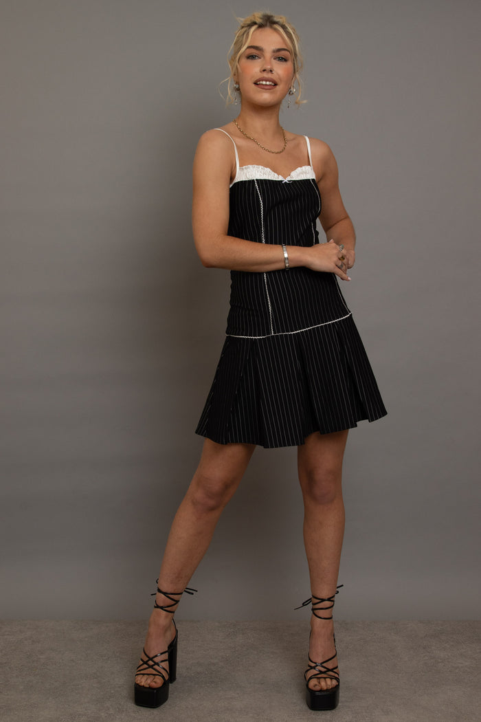 Daisy Street Daisy Street Pinstripe Mini Dress With Box Pleats