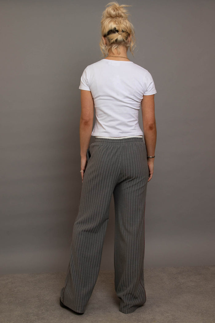 Daisy Street Daisy Street Pinstripe Wide Leg Trousers With Piping Detail