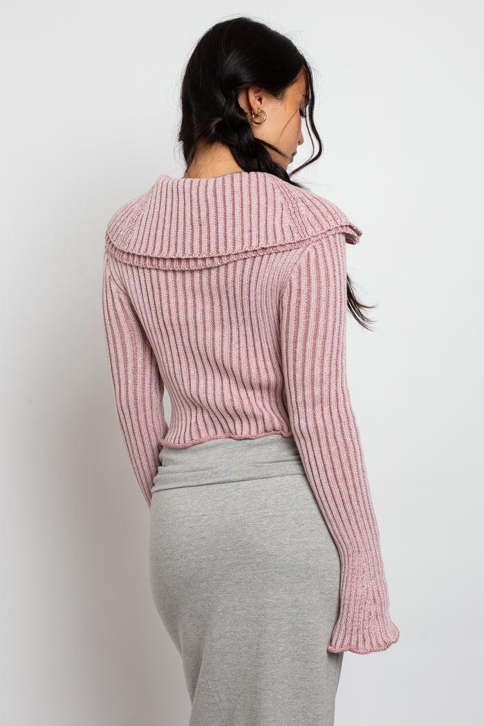 Daisy Street Daisy Street Plated Rib With Statement Collar Cardigan