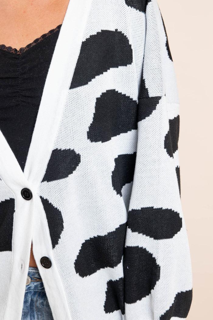 Daisy Street Daisy Street Plus Size Relaxed Cardigan In Dalmatian Spot Knit