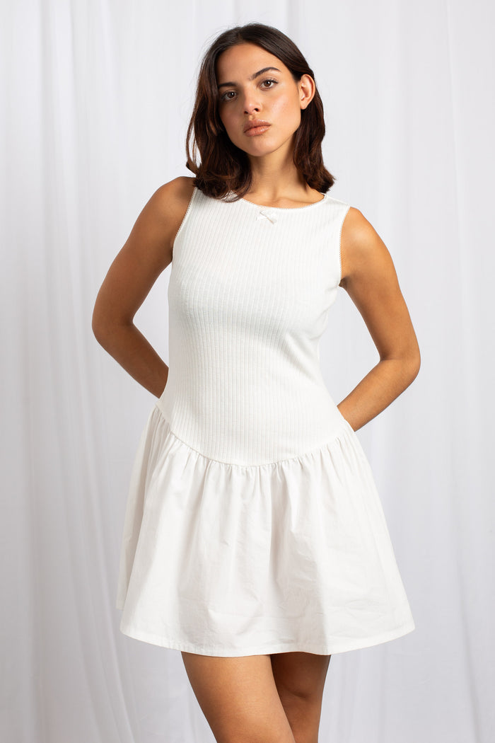 Daisy Street Daisy Street Pointelle Cotton Mix Racer Mini Dress