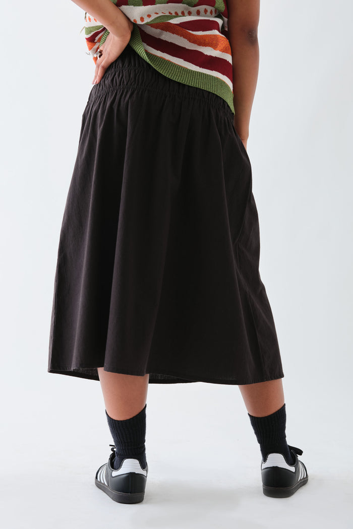 Daisy Street Daisy Street Poplin Mid Rise Skirt With Ruching Detail