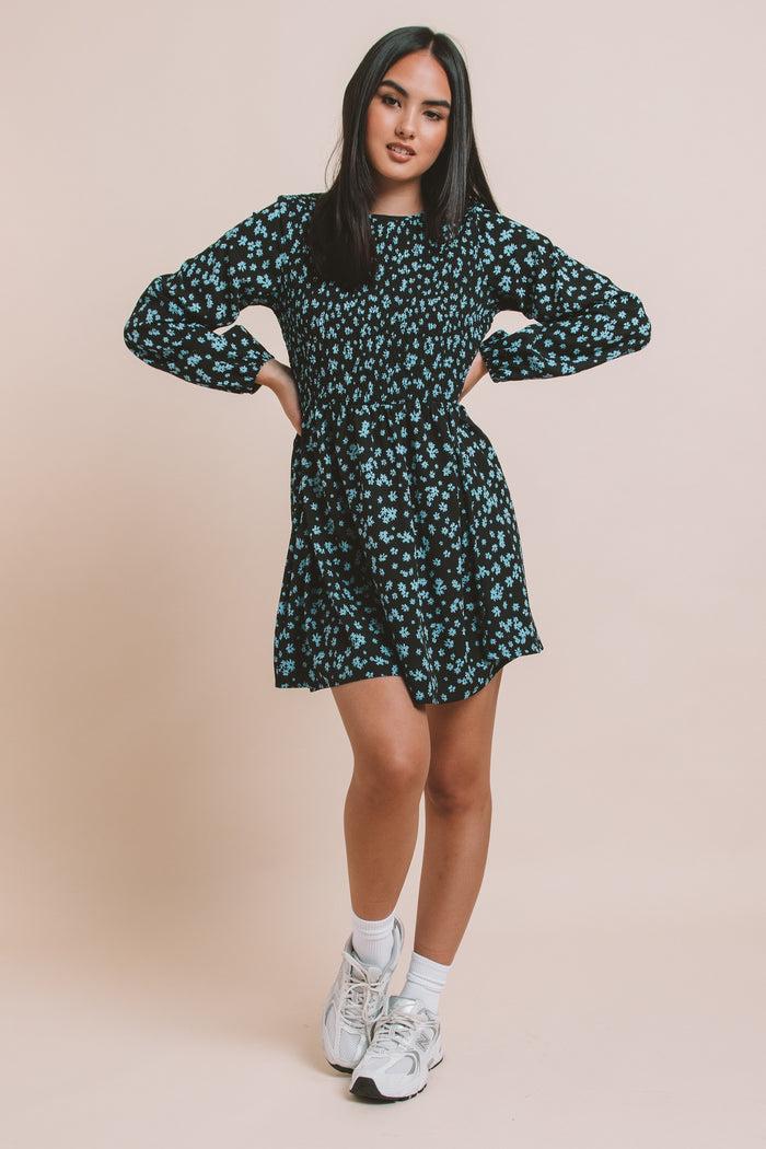 Daisy Street Daisy Street Printed Shirred Smock Dress