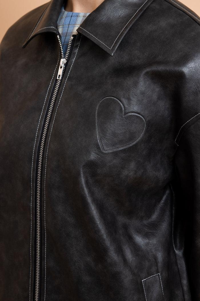 Daisy Street Daisy Street PU Boxy Jacket With Los Angeles Applique