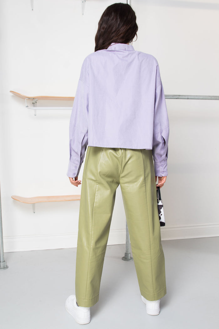 Daisy Street Daisy Street PU Coated Trousers Co-ord In Green