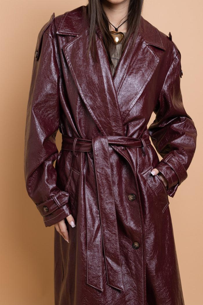 Daisy Street Daisy Street PU Trench Coat With Shoulder Detail