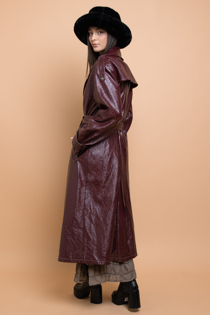 Daisy Street Daisy Street PU Trench Coat With Shoulder Detail