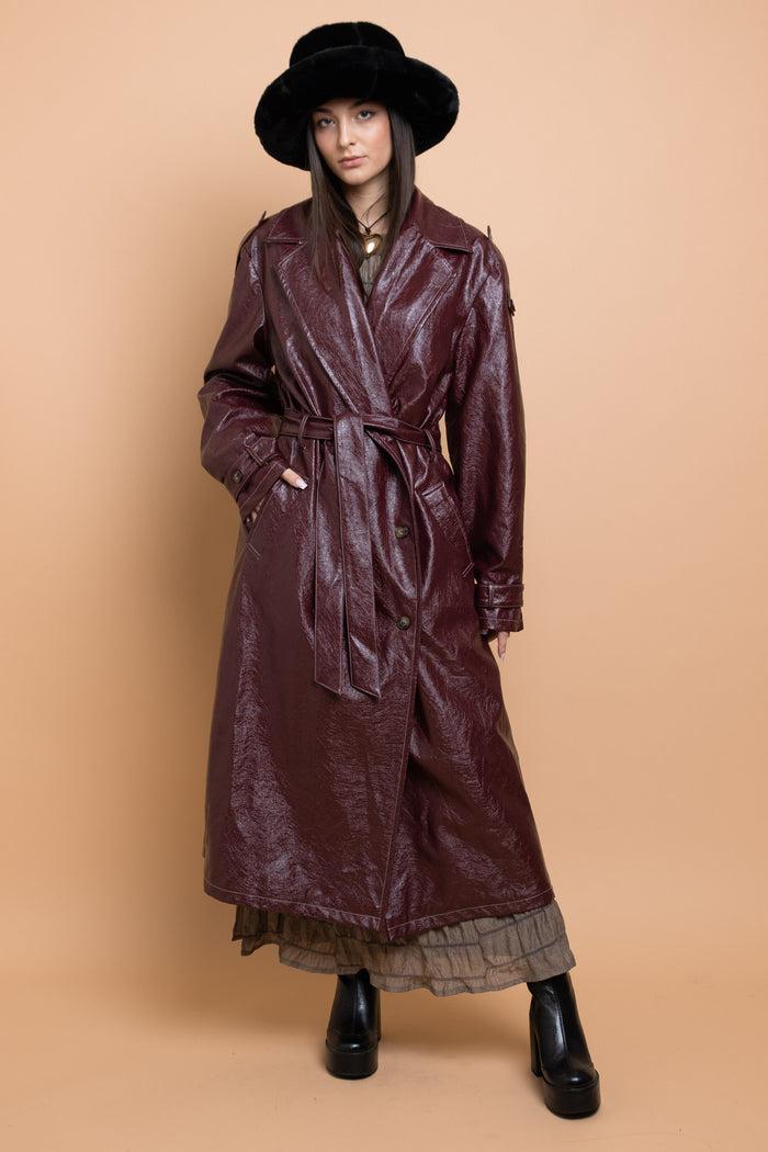 Daisy Street Daisy Street PU Trench Coat With Shoulder Detail