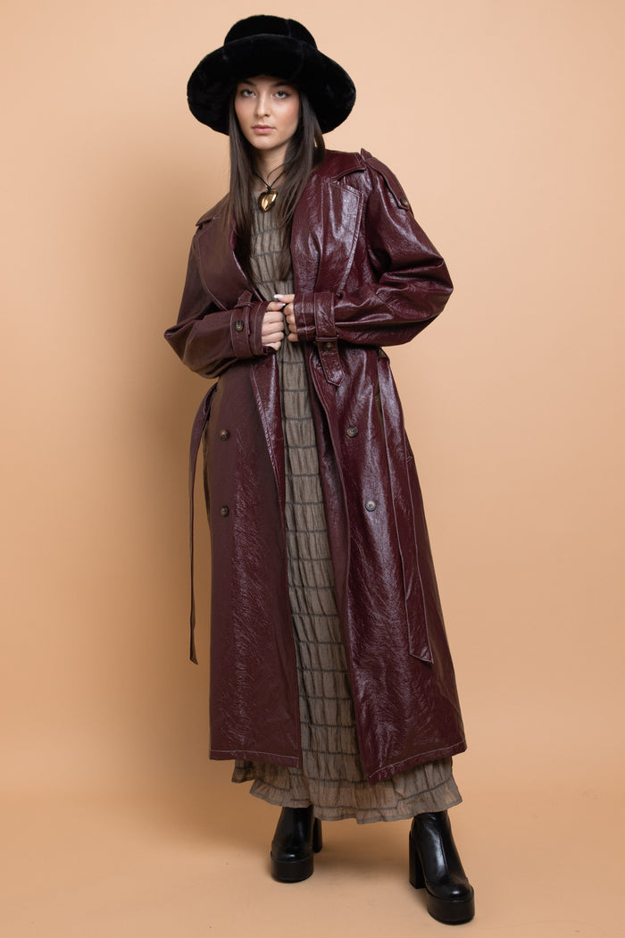 daisy street Daisy Street PU Trench Coat With Shoulder Detail