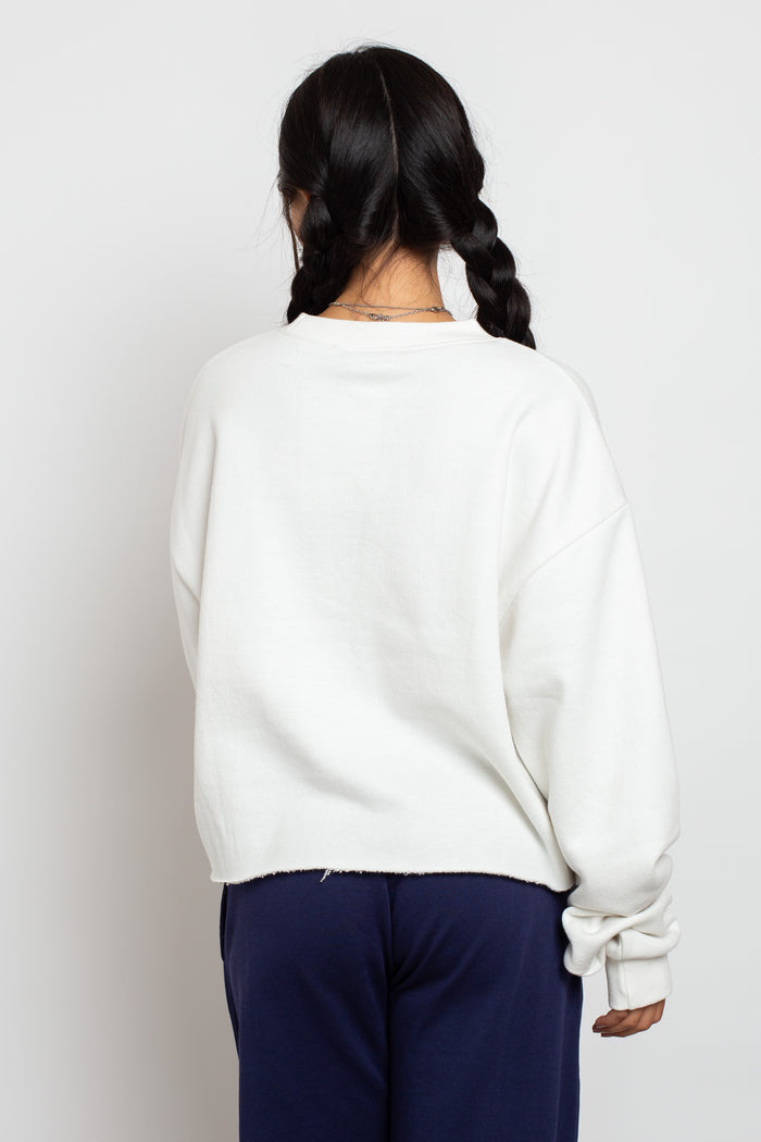 Daisy Street Daisy Street Raw Edge Crop Sweat With Alumni Graphic