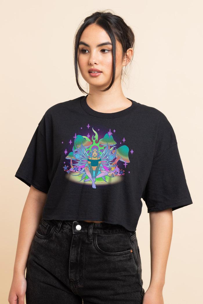 Daisy Street Daisy Street Relaxed Crop T-Shirt With Fairy Print
