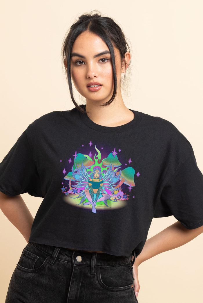 daisy street Daisy Street Relaxed Crop T-Shirt with Fairy Print