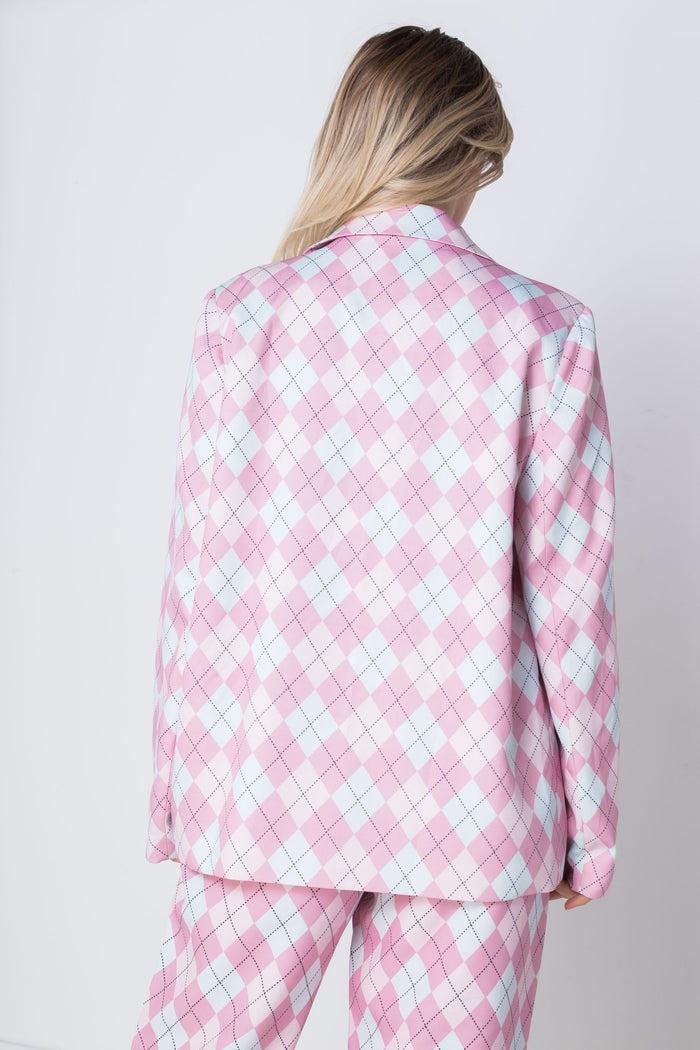 Daisy Street Daisy Street RELAXED FIT BLAZER IN ARGYLE PRINT