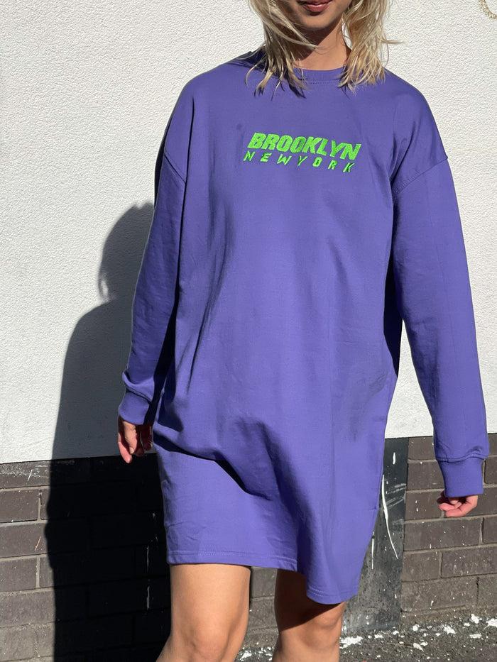 Daisy Street Daisy Street Relaxed Sweat Dress With Brooklyn Embroidery