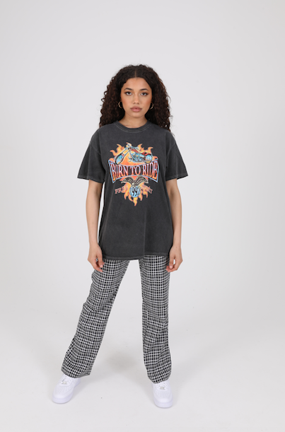 Daisy Street Daisy Street Relaxed T-Shirt With Born To Ride Bike Print