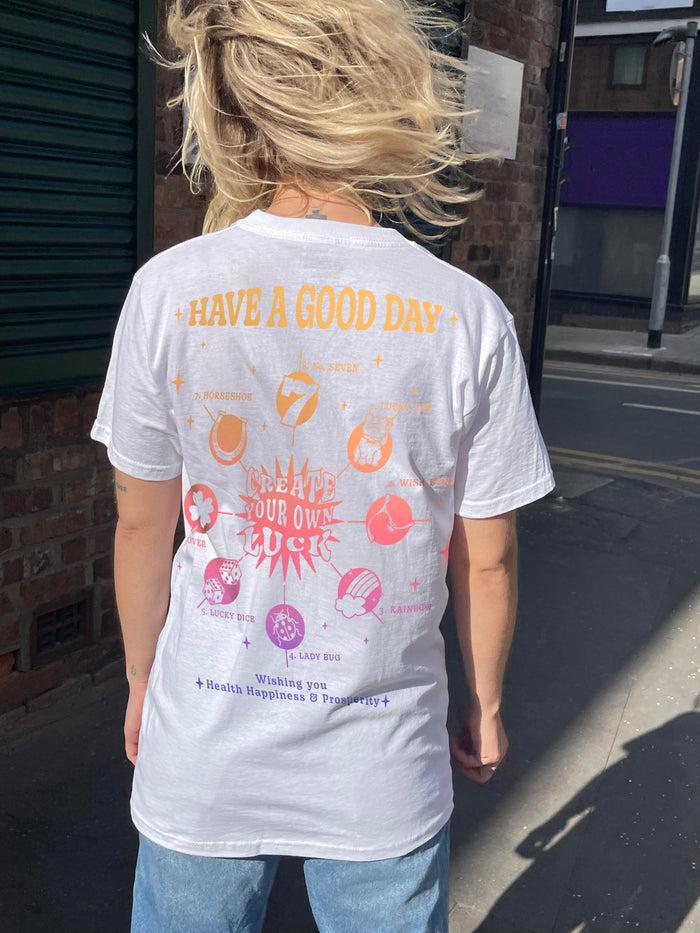 daisy street Daisy Street Relaxed T-Shirt with Create Your Own Luck Print