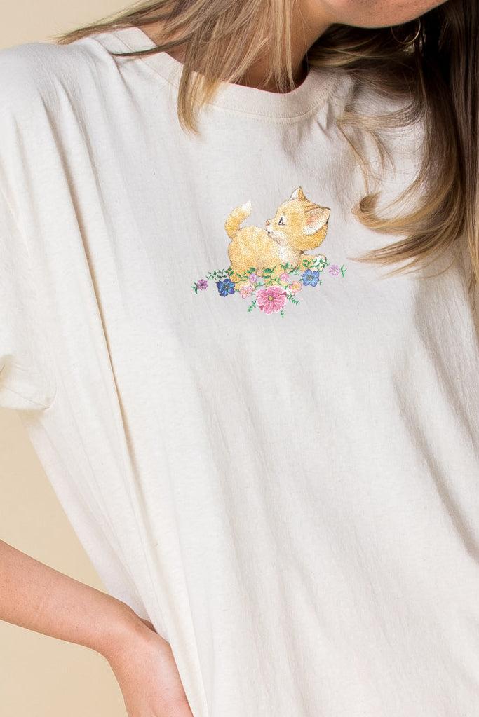 Daisy Street Daisy Street Relaxed T-Shirt With Cute Cat Print