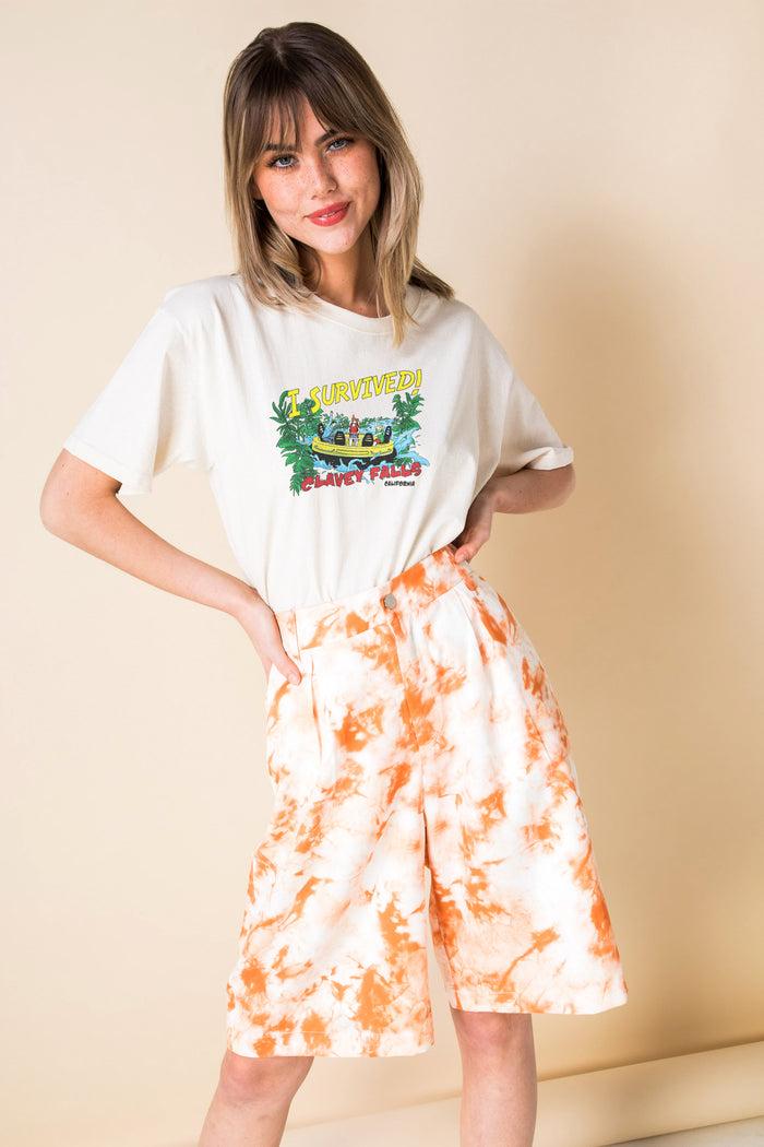daisy street Daisy Street Relaxed T-Shirt with I Survived Print
