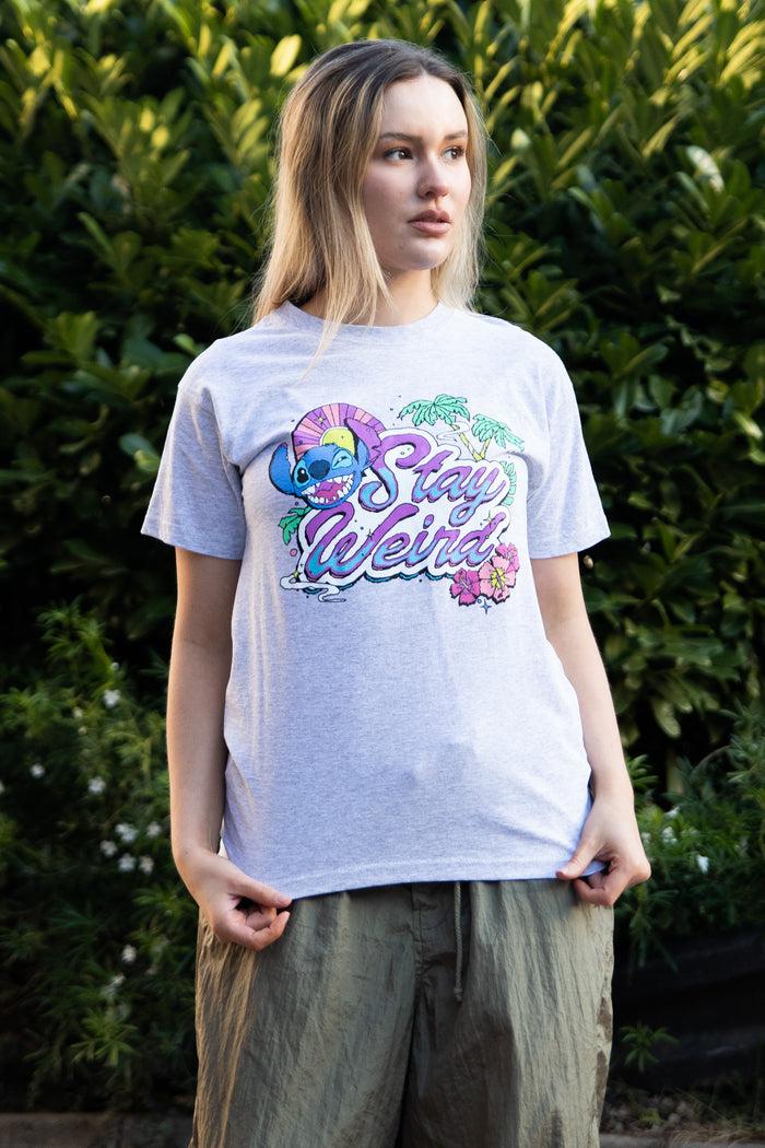 daisy street Daisy Street Relaxed T-Shirt with Lilo and Stitch Stay Weird Print
