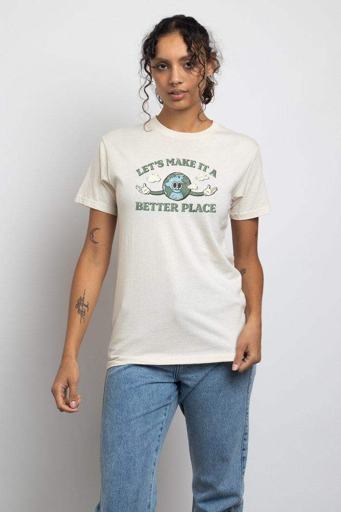daisy street Daisy Street Relaxed T-Shirt with Make A Better Place Print