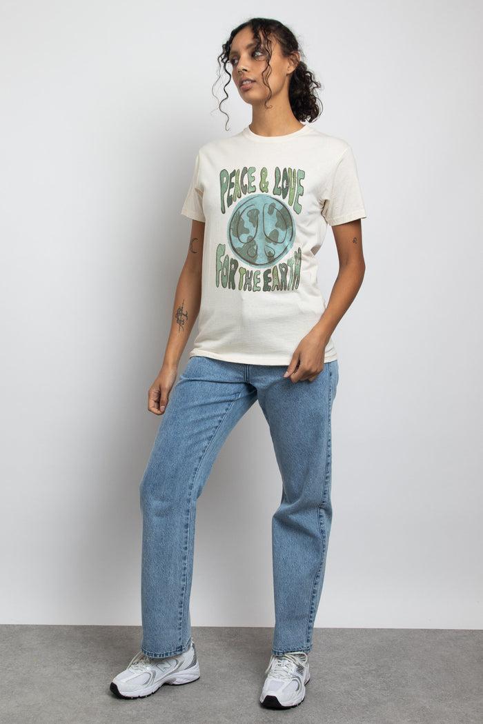 Daisy Street Daisy Street Relaxed T-Shirt With Peace And Love Print